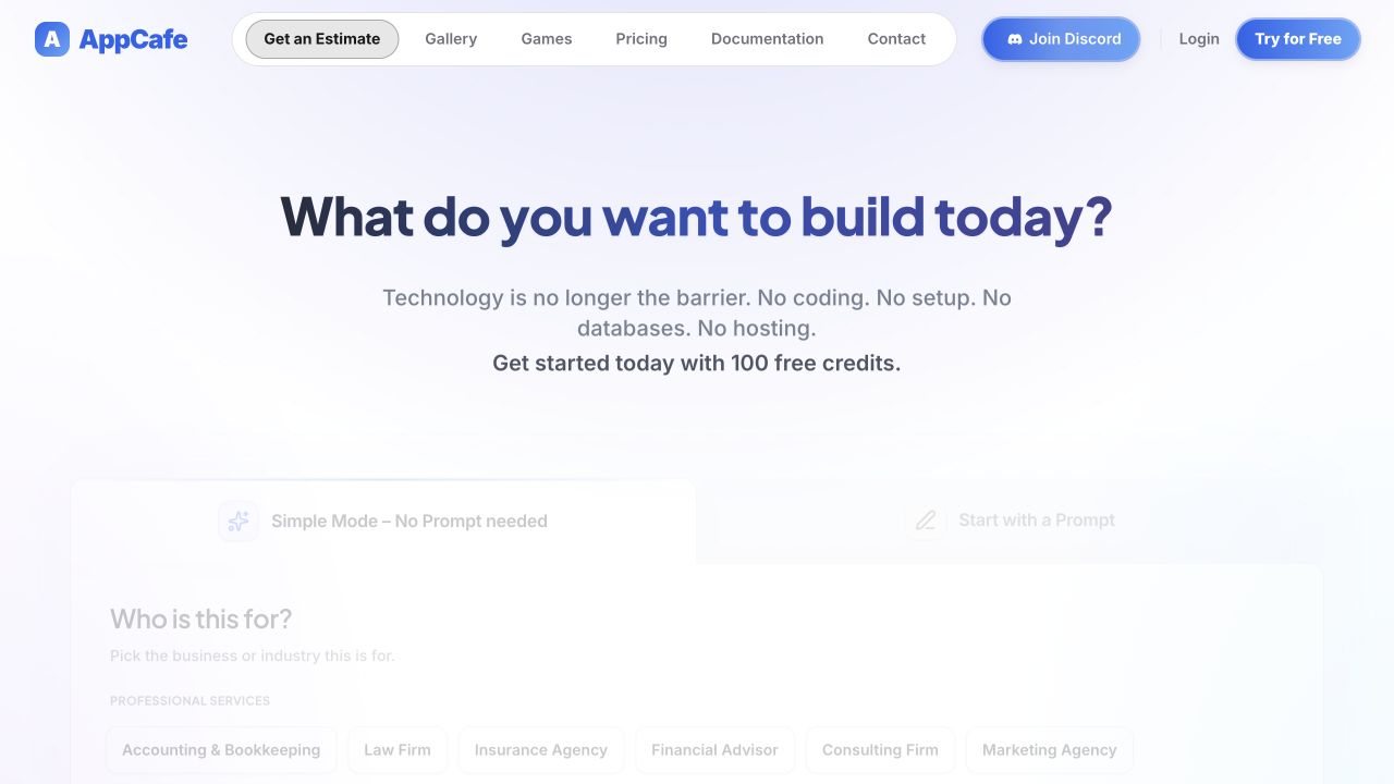 AppCafe’s public application builder page